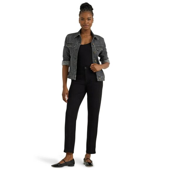 Lee Women's Straight Leg Knit Pant, Size 16S, Regular Fit, Black Wash, Comfort - Picture 4 of 4